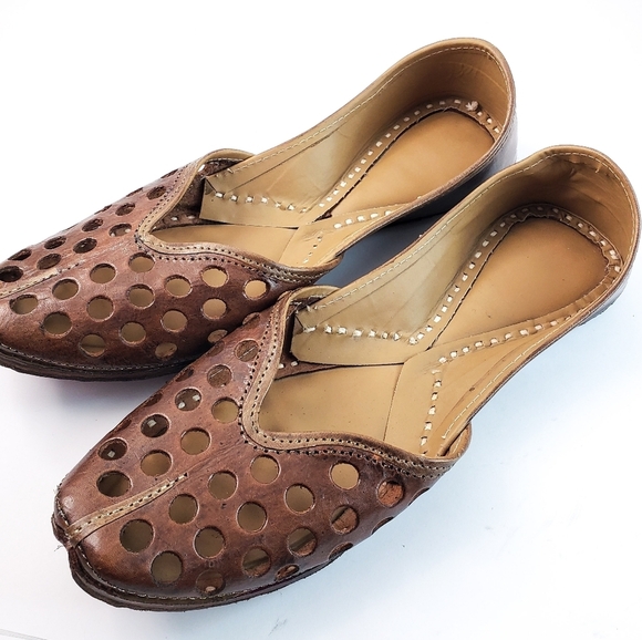 Hand Crafted Brown and Tan Loafers with Perforated Design - Picture 4 of 15